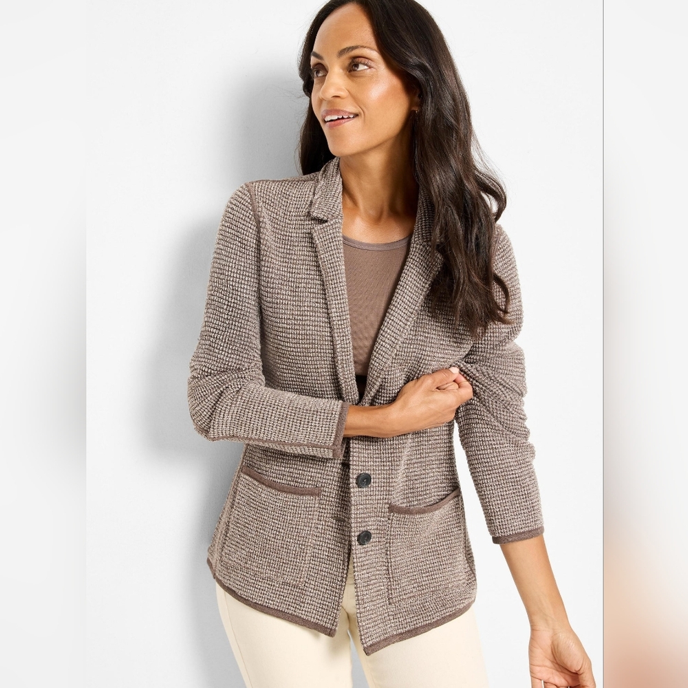 NWT Nic+Zoe Pixel Knit Jacket in Brown Size Small